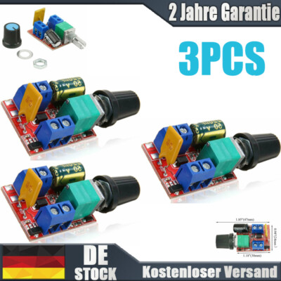 3Pcs Mini DC 5A Weitspannungs Motorregler 3V-35V Speed Control Switch LED Dimmer