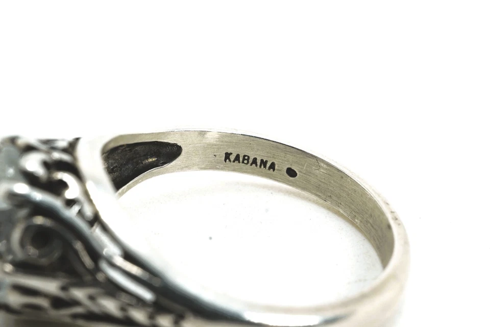 Anillo de compromiso Kabana de plata esterlina y forma ovalada con diseño de desplazamiento de circonita cúbica, talla 9 Foto 4 de 4