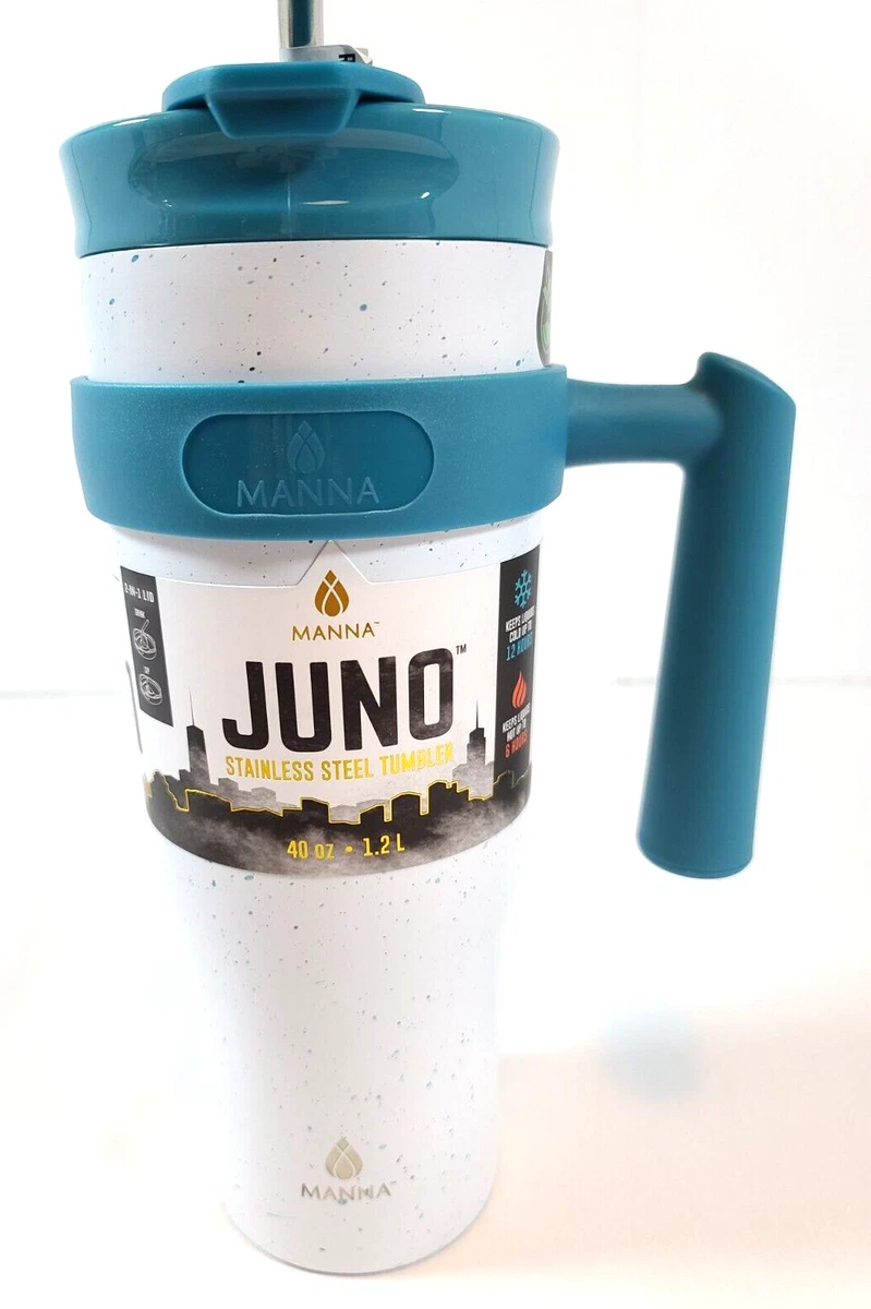 Manna Juno Tumbler Cup Mug 40 oz Teal Speckle Straw Lid Stainless  