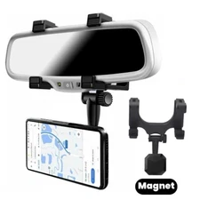360° Magnetic Car Rear View Mirror Cell Phone Magnet Stand Holder Mount Cradle