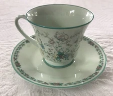 Noritake PARADISE ~ Mint Green 8223 W80 Pattern CUP & SAUCER ~ 8 oz. ~ Excellent