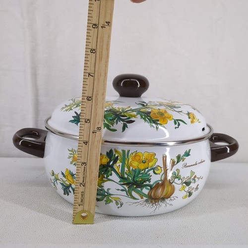 Villeroy & Boch Botanica Enameled Metal Cooking Pot w/ Lid Yellow Floral 5 Qt EC - Picture 20 of 20