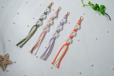 Set of 4 Color Mini Macrame Daisy Keychain Boho Keychain Macrame key holders USA