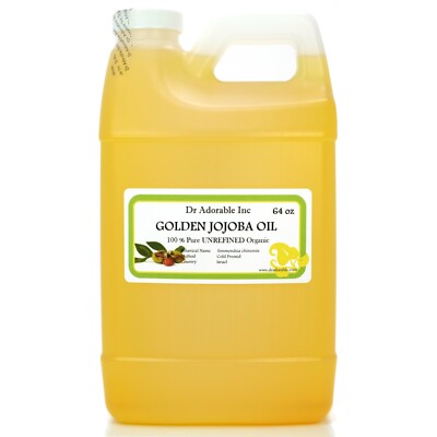 64 OZ/HALF GALLON ORGANIC JOJOBA GOLDEN CARRIER OIL COLD PRESSED PURE 