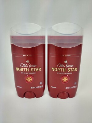 Two Old Spice North Star Deodorants with Notes of Teakwood Solid Stick 3 Oz Each