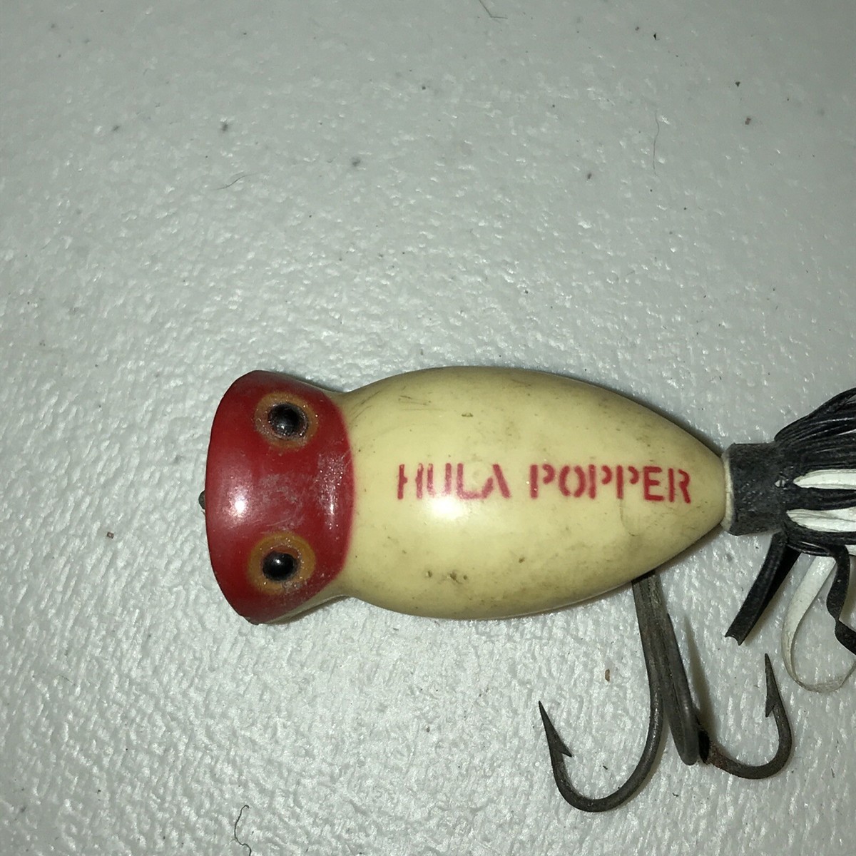 Leurre Vintage Hula Popper Arbogast - Blanc Et Rouge - Bouche Noire - Pêche Freshwater