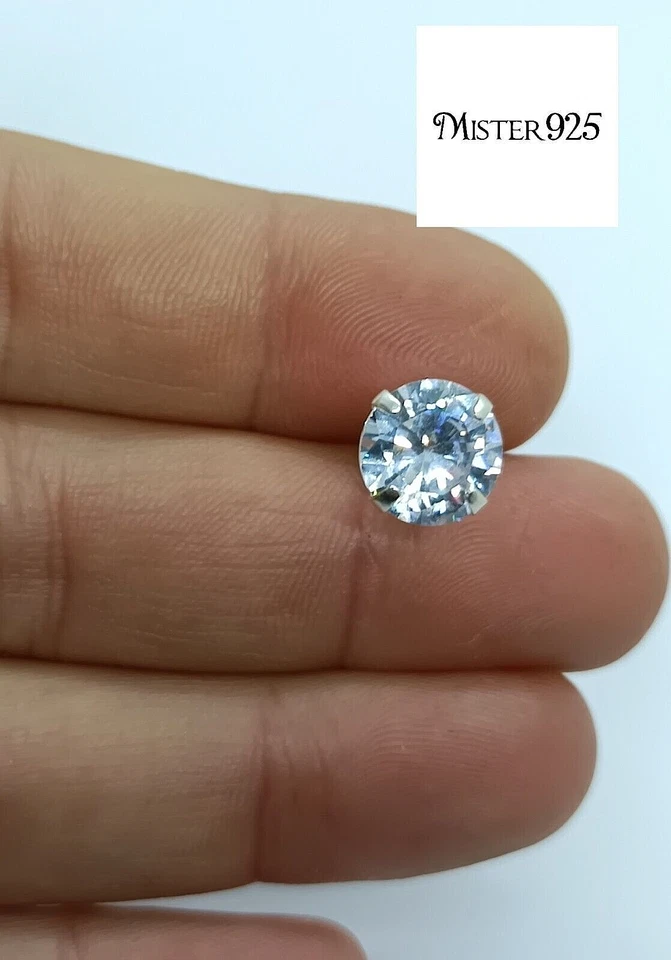 Orecchini uomo argento 925 solitario punto luce zircone 10 mm brillante 3,5 kt - Immagine 4 di 4