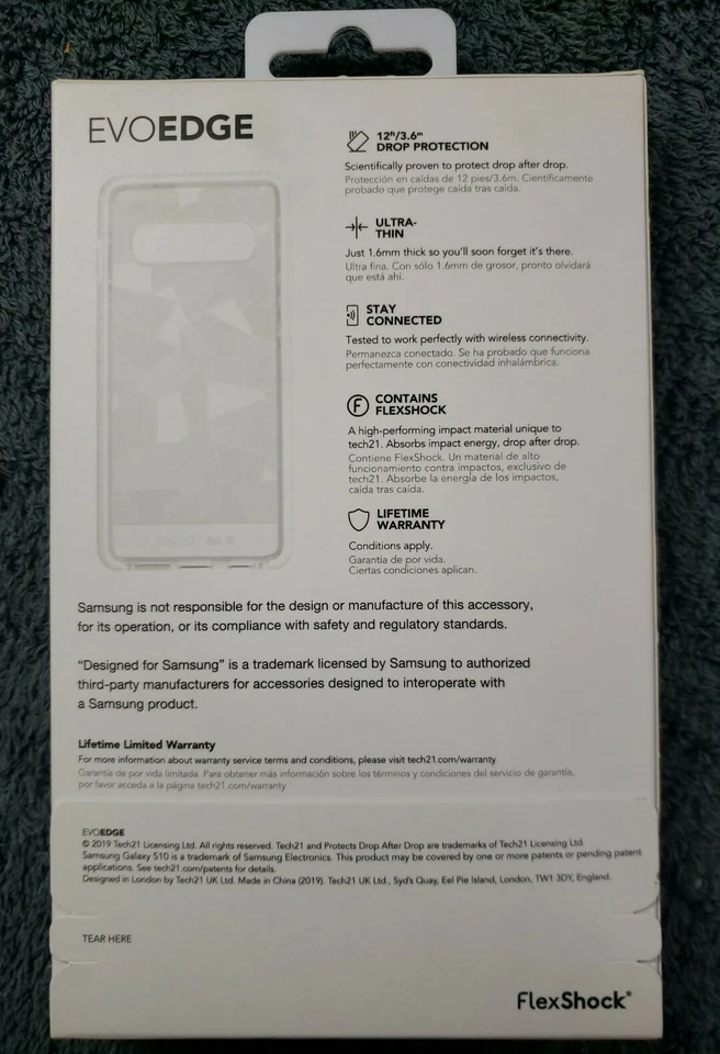 Android tech21 EvoEdge con funda de teléfono FlexShock para Samsung Galaxy S10 transparente Foto 2 de 2