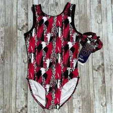 Plum Practicewear Gymnastics Leotard Scrunchie sz AS Adult Small Pink Red Black
