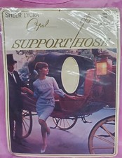 Vtg Opal Stockings White Size C 10.5-11 Garter Required 1950s Sissy Nylons NOS