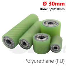 30mm Polyurethane Iron Core Roller Two Bearings PU Guiding Wheel Flat Belt Idler