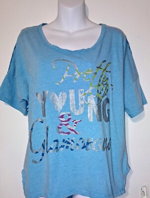 Rocker Girl Blue T-shirt With Sheer Back. Junior Size XL