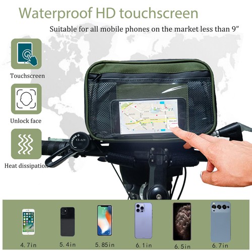 Bicycle Handlebar Bag Cycling Phone Holder Mount Front Bag Bike coolerInsulation - Picture 24 of 36
