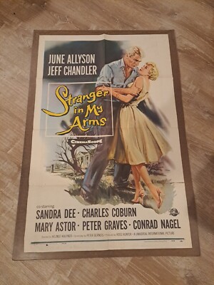 STRANGER IN MY ARMS MOVIE POSTER 27x41 Folded 1959 JEFF CHANDLER SANDRA DEE