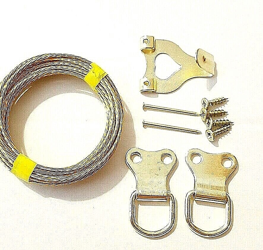 Picture Hanging Kit Hooks Wire D Rings Screws Nails Canvas Free Post