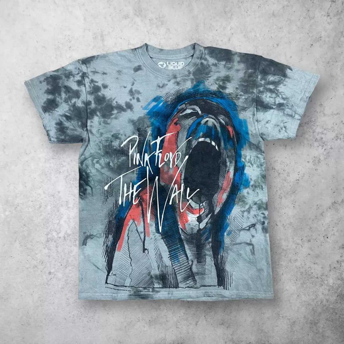 Liquid Blue Pink Floyd The Wall Band Tie Dye Graphic T-Shirt Men's Size Medium