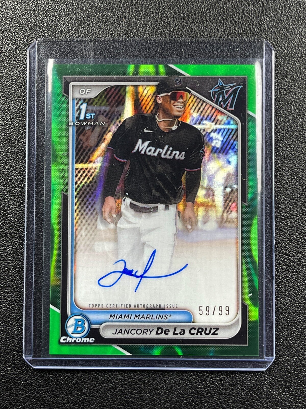 JANCORY DE LA CRUZ 2024 BOWMAN CHROME 1ST GREEN LAVA REFRACTOR AUTO 59/99