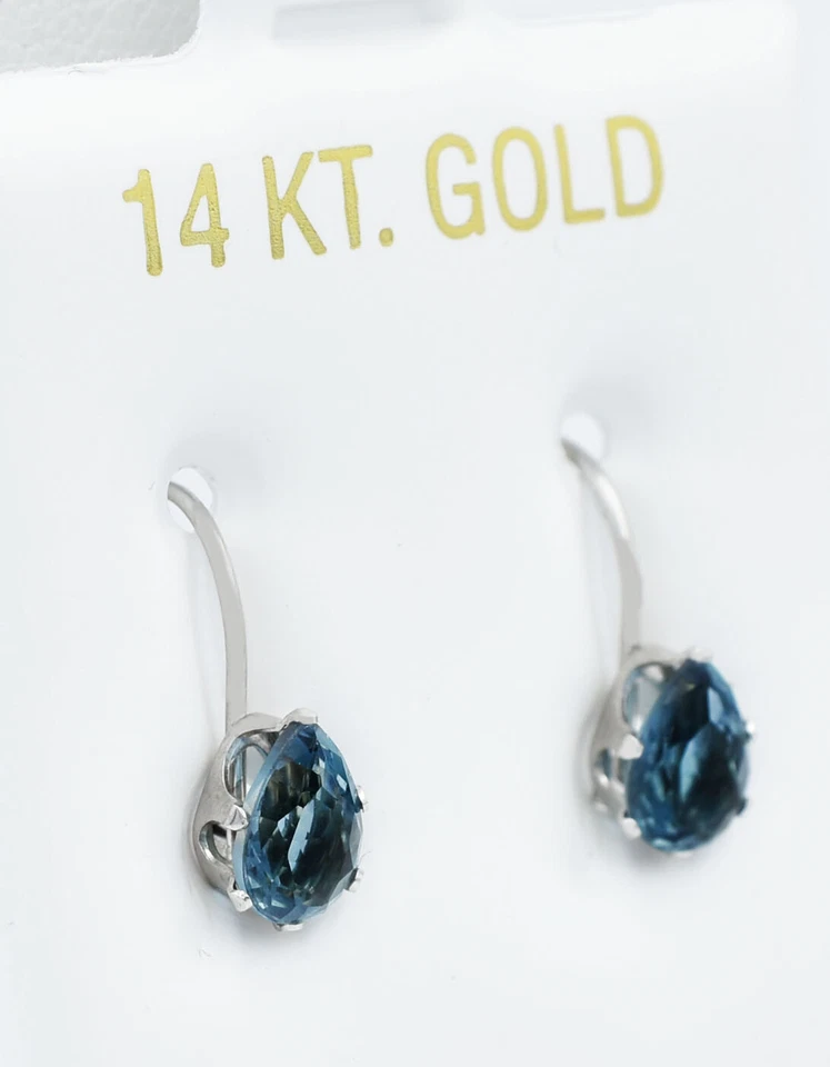 PENDIENTES COLGANTES ORIGINALES DE CIRCÓN AZUL DE 2,44 quilates ORO 14k - Servicio de tasación gratuito Foto 2 de 4