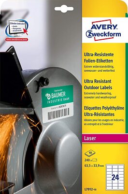 Ultra-Resistente Etiketten f. extrem starke und permanente Haftung 63,5 x 33,9mm
