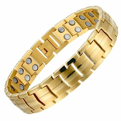 GAUSSTHERAPY Gold Magnetic Bracelet Strong Lightweight Titanium + Powerful 3500 Gauss Magnets