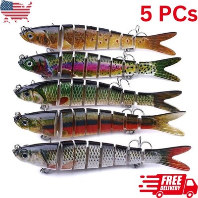 5PCS Lifelike Eyes 8 Segment Bionic Bait Treble Hooks Crucian Carp Fishing Lure