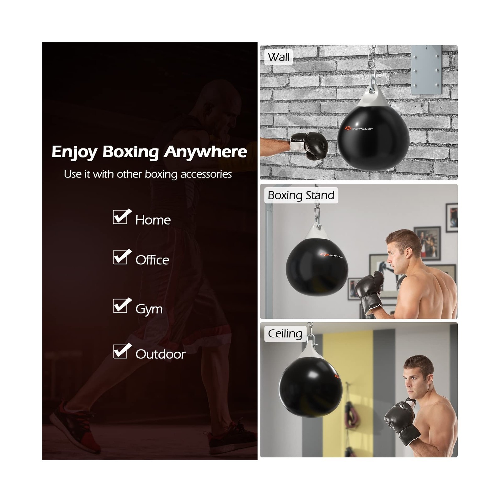 Goplus Water Aqua Bag, 21'' 180 Pound /18” 110 Pound Heavy Punching Bag wi