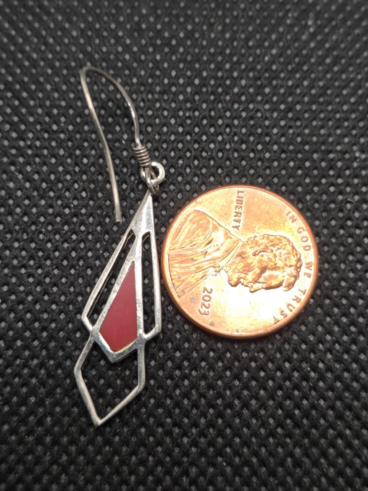 Vintage Red Jasper Angular Prism Dangle Earrings … - image 4