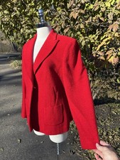 Talbots Red Boiled Wool Blazer Single Breast Lined Career Womens Size 8 Classy