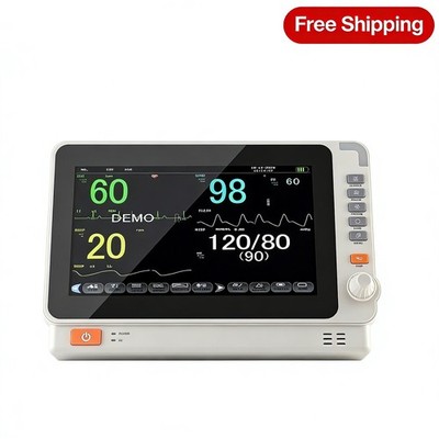 Carejoy Portable 8'' 6-Parameter Vital Signs Patient Monitor   ECG NIBP SpO2