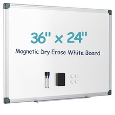 36"x24" White Board for Wall, Aluminum Frame Dry Erase Board, Hanging Magneti...