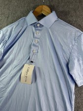 Collars  Co Blue Houndstooth Dress Collar Polo Shirt Men  s Small NEW