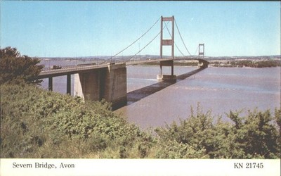 Vintage Severn Bridge Avon UK Postkarte - kultige Hängebrücke Blick Kingsley