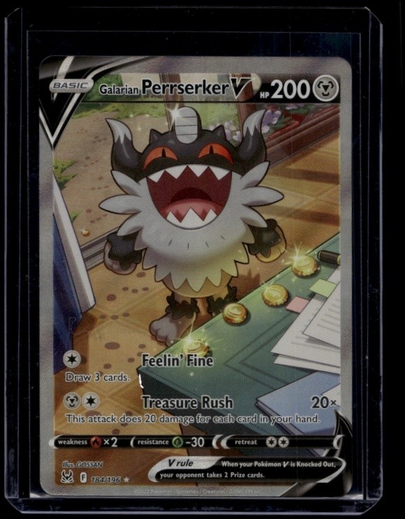 Pokemon TCG Galarian Perrserker V 184/196 Lost Origin Alternate Full Art NM
