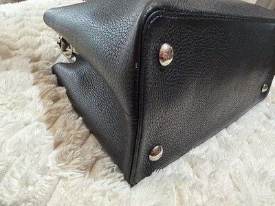 Louis Vuitton Black Pebbled Leather Top Handle Bag Snakeskin V