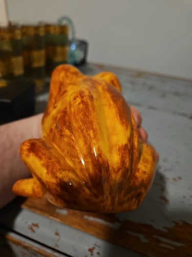 Vintage 1970's Orange Ceramic Big Mouth Frog Sponge Holder - Picture 8 of 11