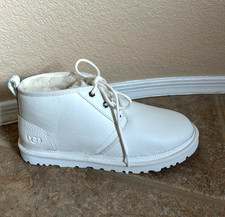 UGG Neumel Chukka Botines Hombre 11 Eur 44 Cuero Blanco 1133777 $150 NUEVO