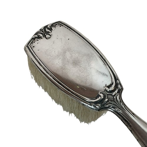 Antique Marked Sterling Silver Baby Brush Horsehair ?) Bristle 1920's Art Deco - Picture 12 of 12