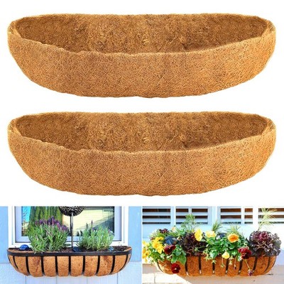 LCHUANG Coco Liners for Planters - 2 Pack 24 Inch Trough 24 Inch, Brown