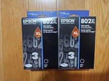 2028 GENUINE LOT 2 EPSON 802XL BLACK INK 802 WORKFORCE WF-4720-4740 EC-4020-4040