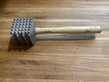 Vintage Large Meat Tenderizer Tool W/Wood Han...