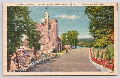 Garrett Memorial Chapel on  Mount Bluff Point Finger Lakes Penn Yan NY  Postcard