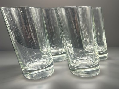 4 Crate & Barrel Libbey Pisa Slanted Highball Glasses Made In Italy 12oz