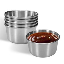 6 Pcs 2 oz Stainless Steel Dipping Sauce Cup, Mini Dip Bowls, 6PCS Silver