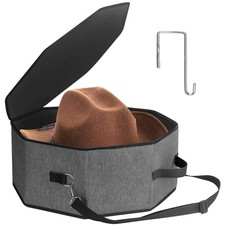 Hat Box for Travel and Storage, Collapsible Cowboy Cap Organizer Case