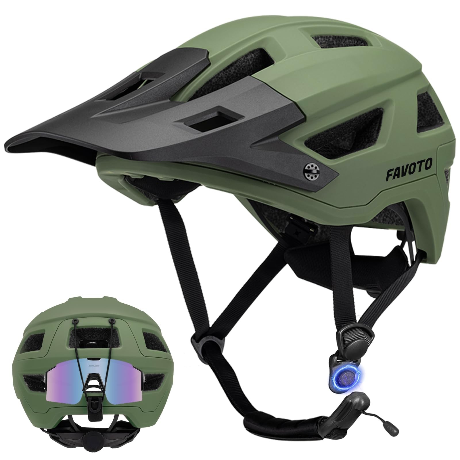 Adult Mountain Bike Helmet for Men & Women, Magnetic Buckle 