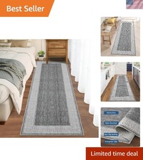 2x8 Low Pile Kitchen Runner Rug - Stylish Grey, Machine Washable Safe
