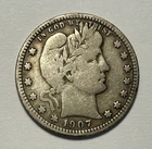 1907 S BARBER QUARTER VG-F