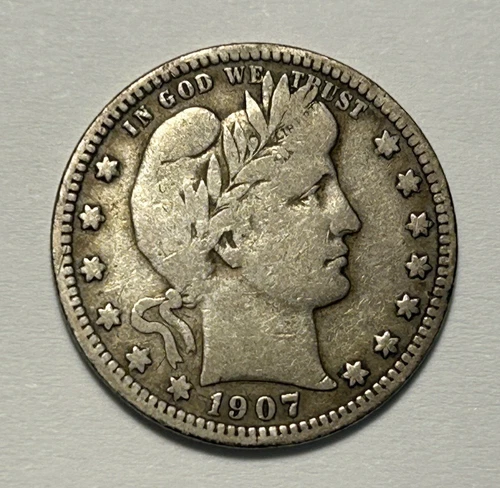 1907 S BARBER QUARTER VG-F