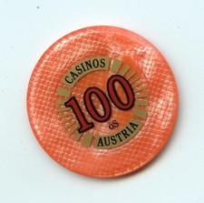 100 Jeton from the Casinos Austria Vienna Austria Peach