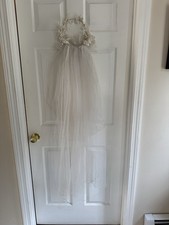 Vintage Bridal Veil 2 Tier Beaded Floral Headband Wedding Veil 43.5in